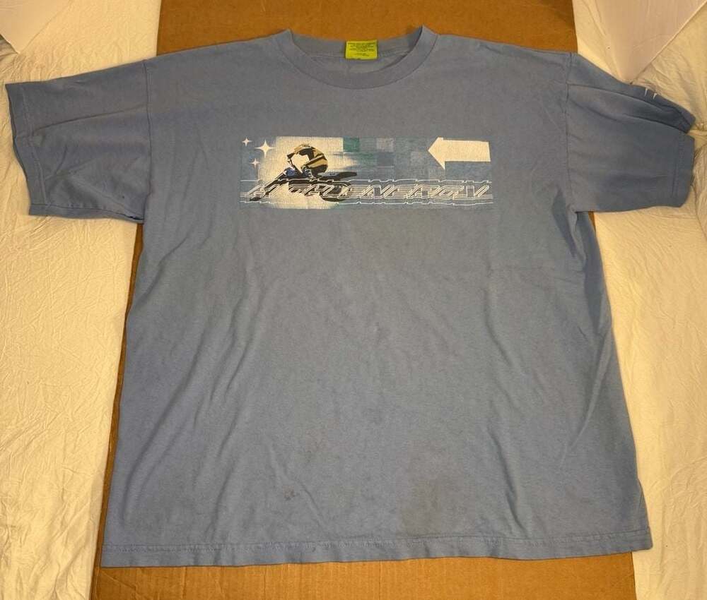 Mountain Dew High Energy Vintage Motocross Graphic Blue T-Shirt XL